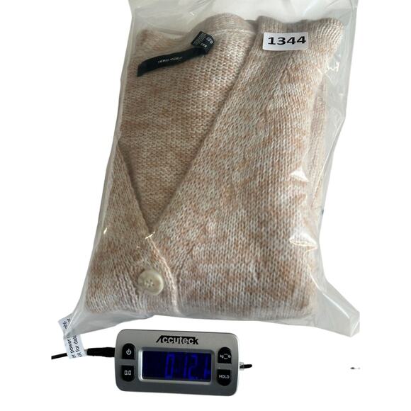 Vero Moda Fuzzy V Neck Cardigan Women M Beige Button Up Cropped Sweater Casual - Picture 10 of 10